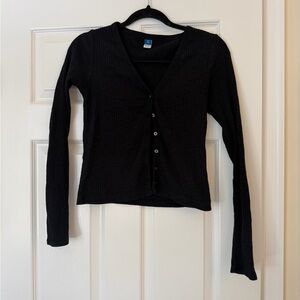 Old Navy Black Ribbed Button-Up Shirt